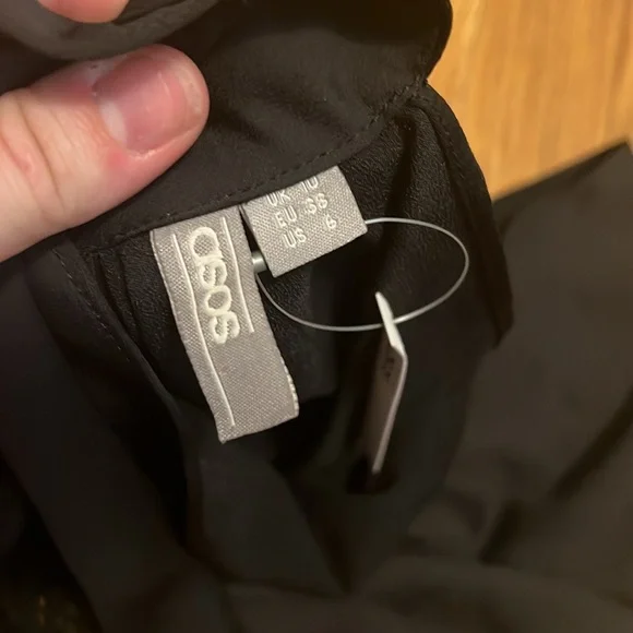 ASOS split hem‎ fringe high neck top in black size 6 - Picture 5 of 8